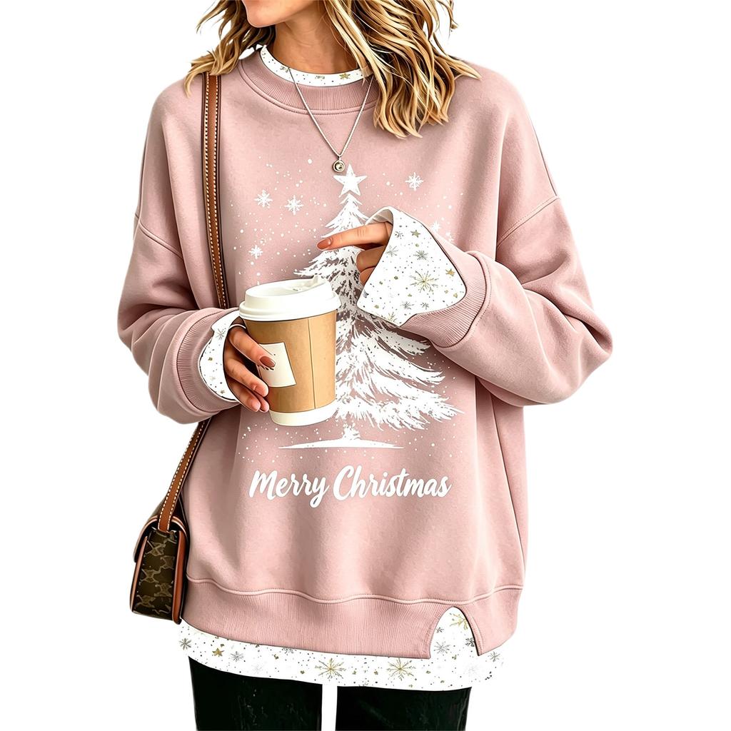 Women's Casual Printed Long Sleeve Sweatshirt Loose Fit Pullover Top