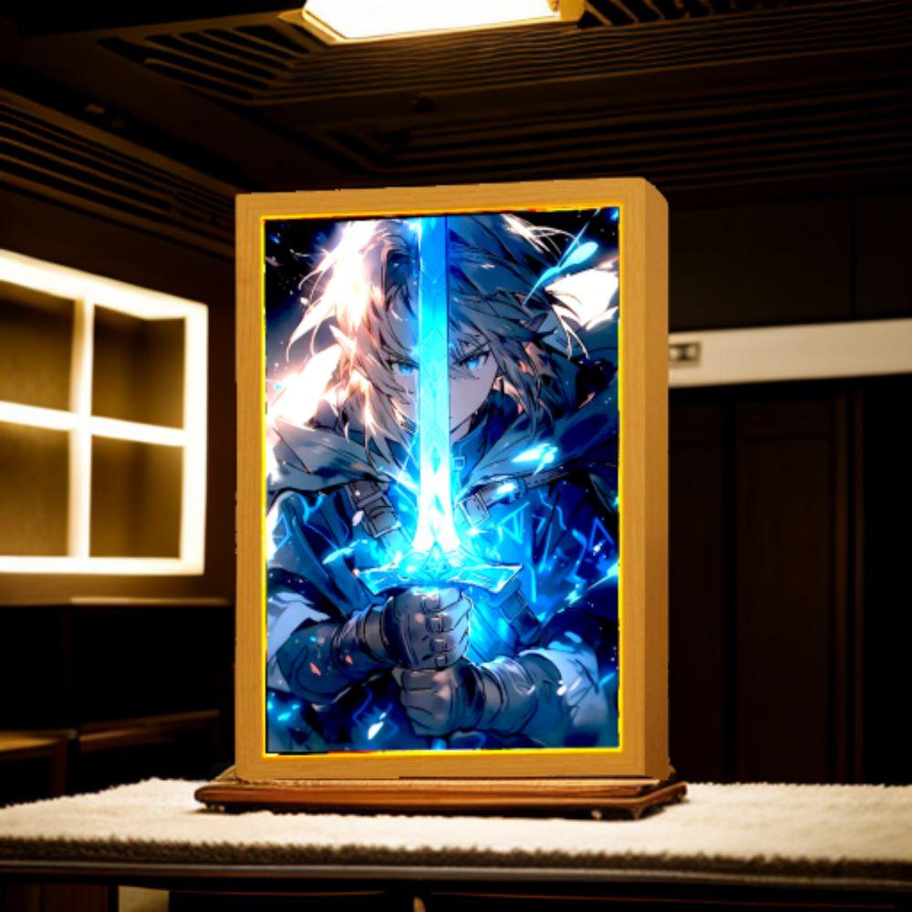 Legend Zelda Light Painting Photo Frame Princess Action Figure Led Night Anime Figures Collection Room Decor Gift of Poseable Articulated Scale