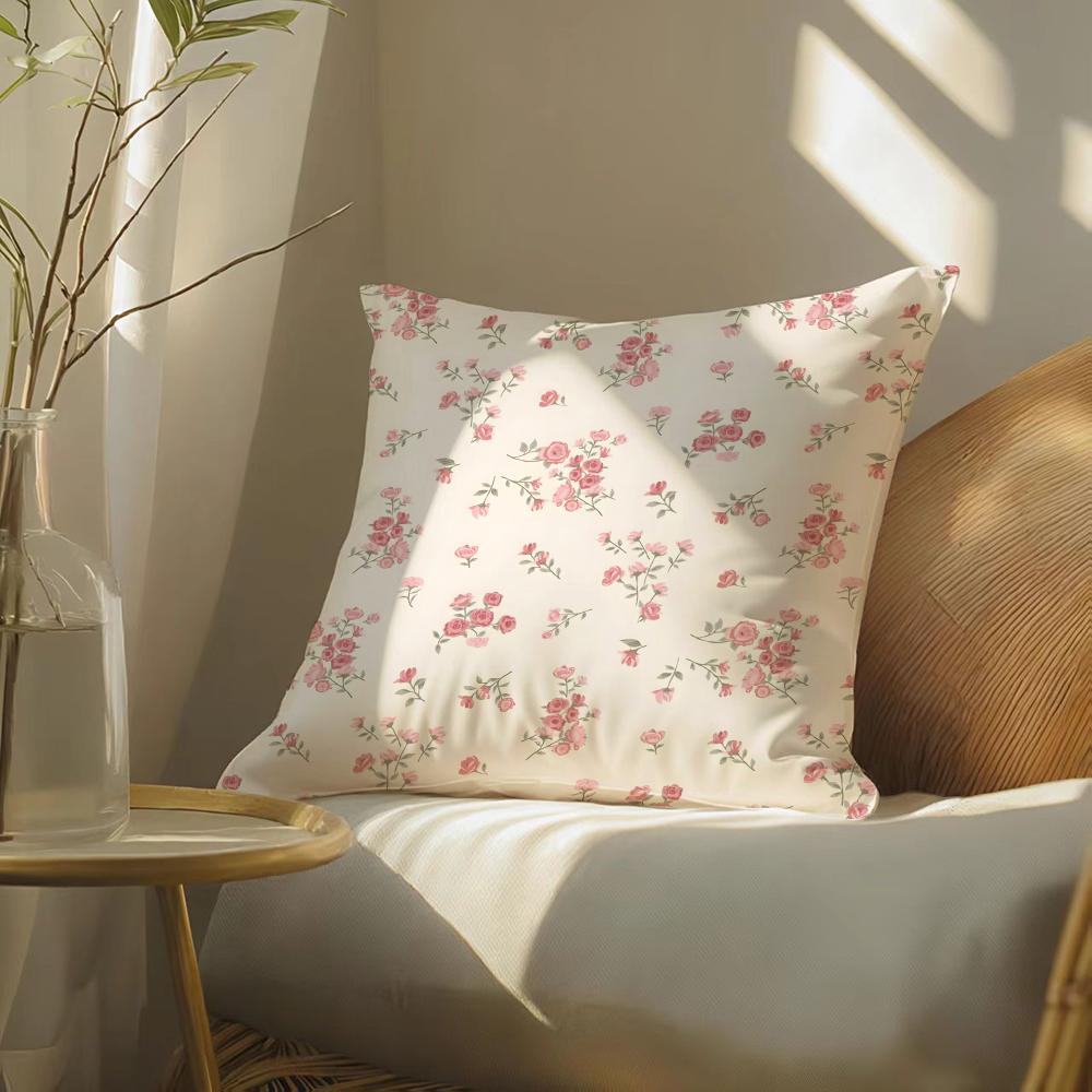 Elegant Flowers With Artistic Patterns Pillow Case Double-Sided Plush Sofa Cushion Covers Organic Breathable Invisible Zipper