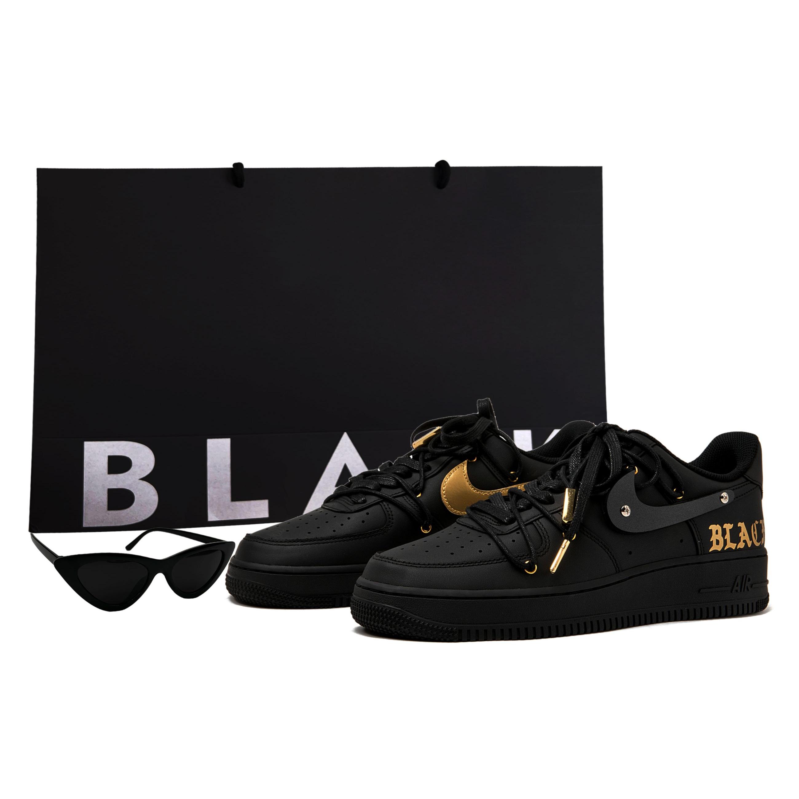 

Nike Air Force 1 Air Force 1 Low top Skateboard Shoes Unisex Matte Black Gold CW2288-001(Team55-3DS-BOX) 37.5