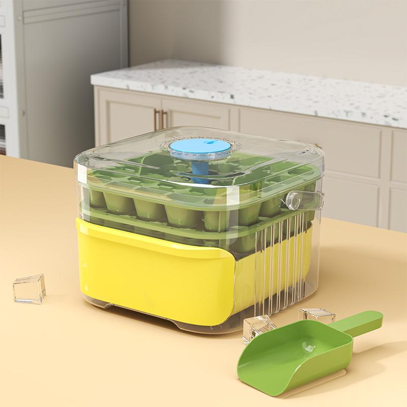 50 Grid Ice Cube Mold Large Capacity Reusable Ice Maker Household Food Grade Double-Layer  Storage Box  Cube Tray Mold