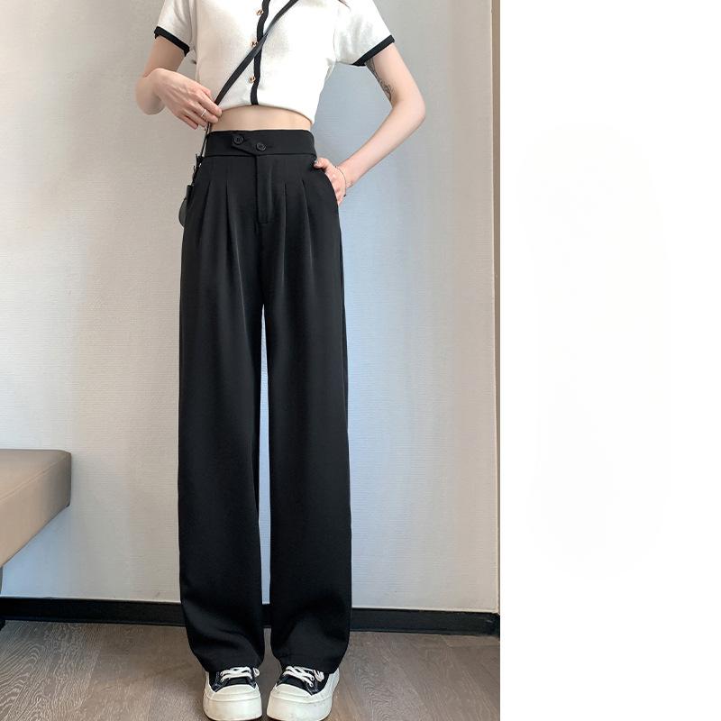 Wide-leg Pants for Summer Women's Thin Suit Pants Draped Pants High Waist Small Narrow Version Straight Pants for Women's Summer