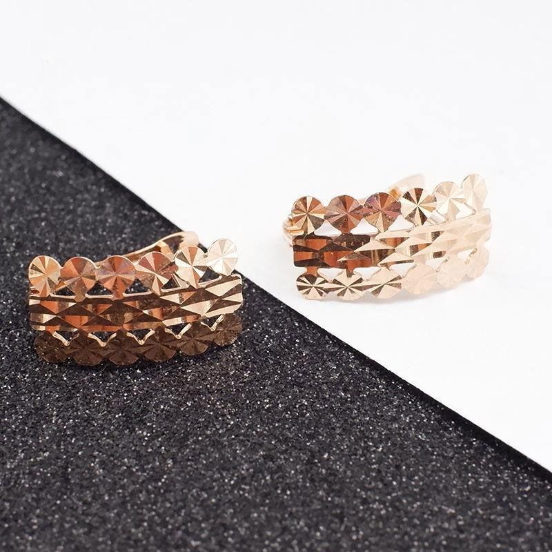 Purple Gold-Plated Rose Gold Hollow-Out Shiny Square Earrings, Simple Personality, High-End Color Gold Earrings