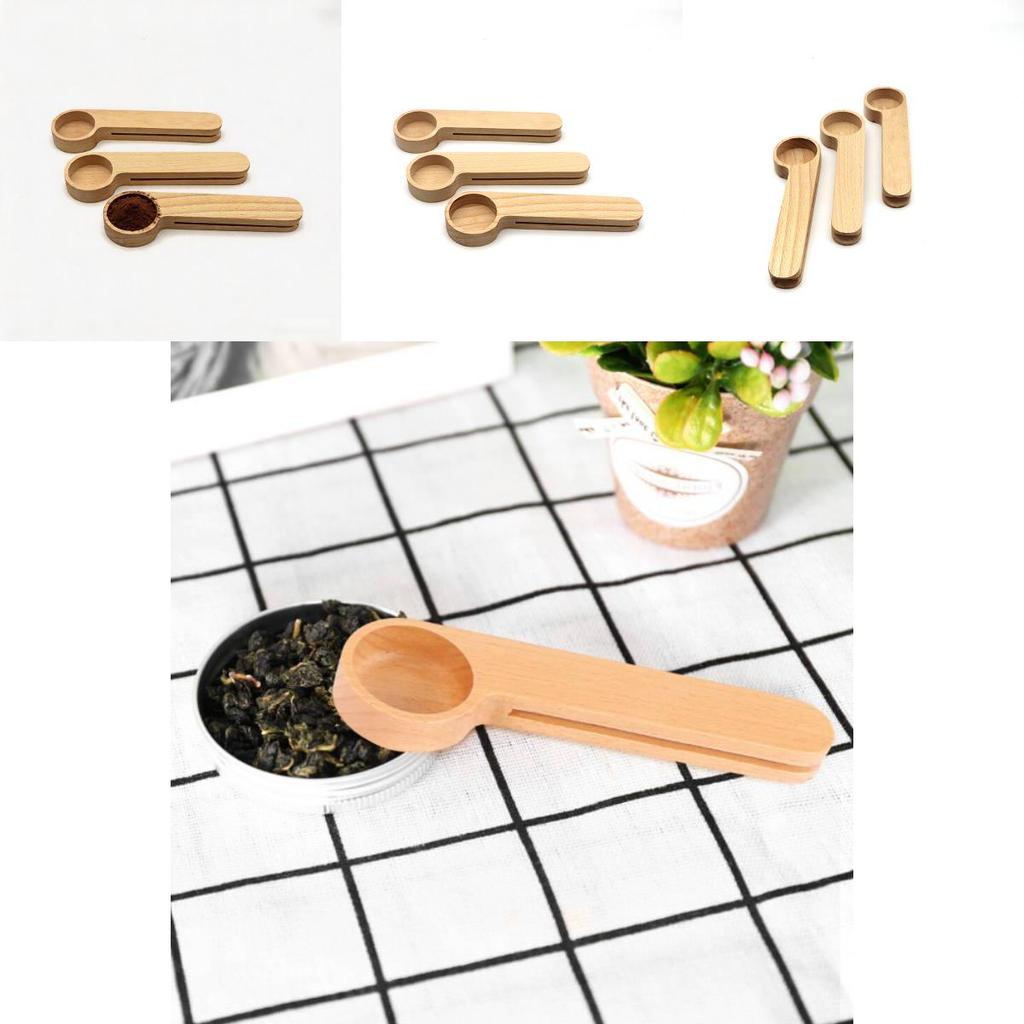 Wooden Milk Powder Spoon With Clamp For Home Use And Coffee Preparation