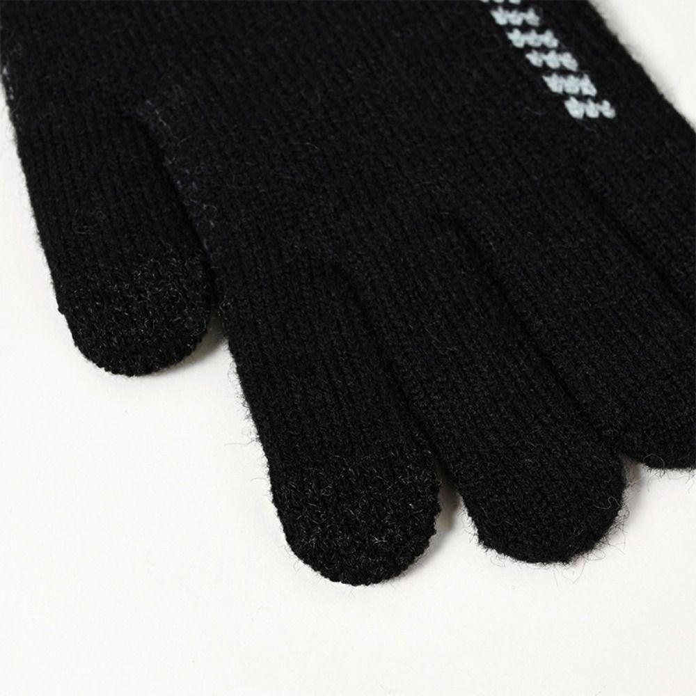 Touchscreen Knitted Woolen Gloves Thickened Full Finger Gloves Autumn Men Knitted Gloves Women