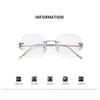 Transparent Computer Glasses Frameless Women Men Anti Blue Light Square Eyewear Blocking Glasses Optical Spectacle Eyeglass
