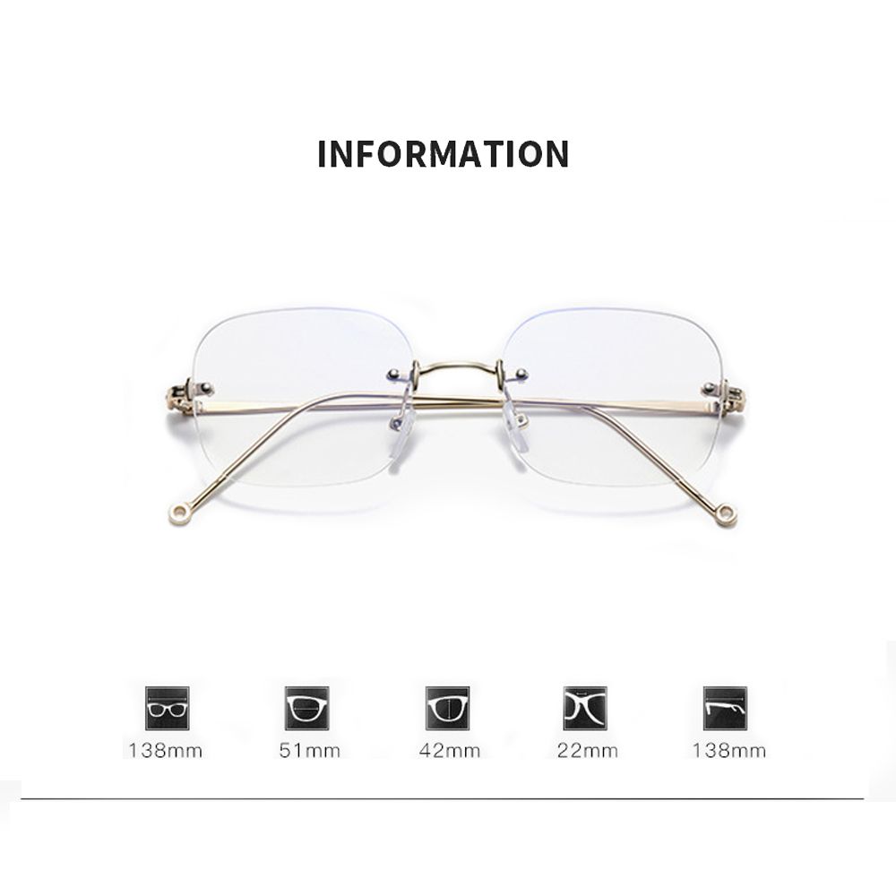 Transparent Computer Glasses Frameless Women Men Anti Blue Light Square Eyewear Blocking Glasses Optical Spectacle Eyeglass