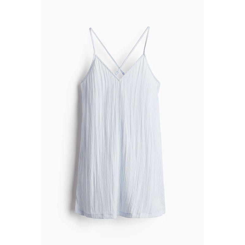 

HM 2025 Summer New Arrival Women s Clothing Backless Slip Dress 1285302 Light blue/Stripes 170/104