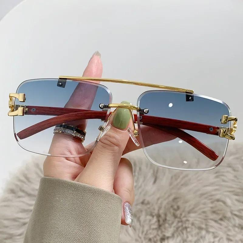 Lovely Rimless Square Sunglasses Women Men Designer Brand Sun Glasses Female Male Casual Metal Mirror