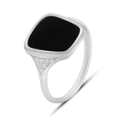 Silver Ring with Natural Onyx, Product Weight 2.58 G (60002113)