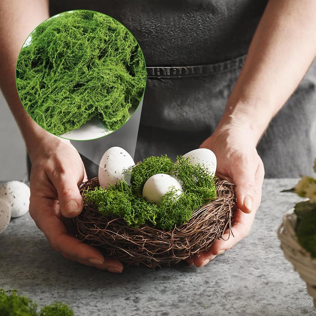 Fake Green Moss for Potted Plants Indoor, 5.3oz Artificial Moss for Crafts, Spanish Moss, Peat Moss, Sphagnum Moss for Plants, Faux Moss Decor for