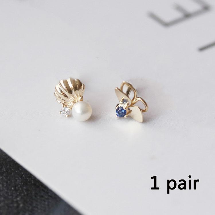 

Модные украшения Серьги-пусеты Бабочки из ракушек и сапфиров 1 pair золотой