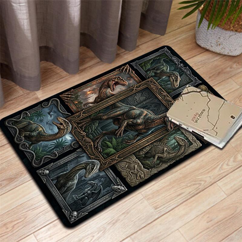 Dinosaur Evolution Pattern Rug Floor Mat for Living Room or Bedroom Soft and Comfortable Carpet a Gift for Birthday and Holiday.