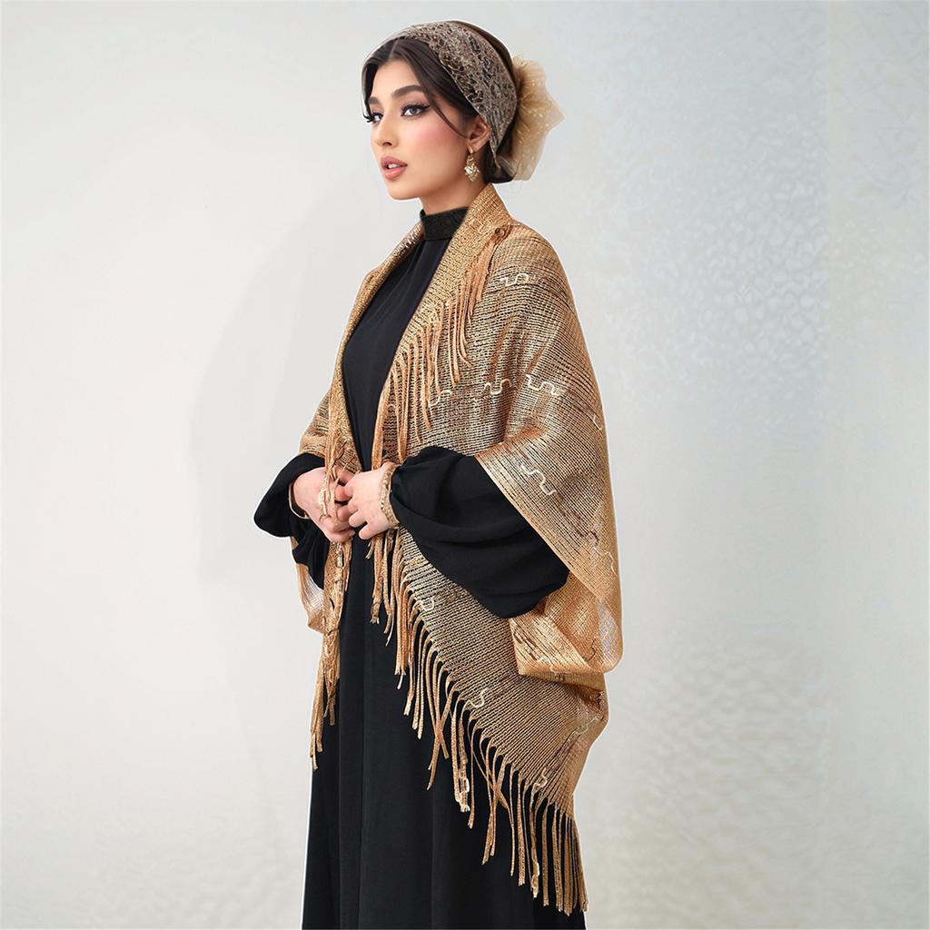 Elegante Sciarpa Avvolgente da Donna per Abito da Sera Colore Unico Scialle Leggero Frange Traforate Lunga Coprispalle
