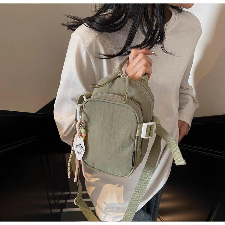 

Double-layer Casual Simple Mobile Phone Bag Cross-body Women s Fashionable All-matching Solid Color Small Cloth 14x9x19 single package зелений