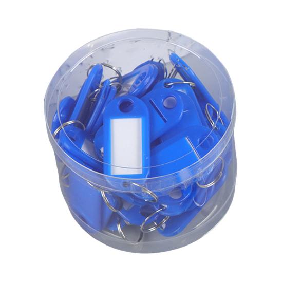 50Pcs Keyring Tags Plastic Key Fobs ID Tags with Split Keyring Paper Insert Key Tags Writing Paper Keychain Organizer