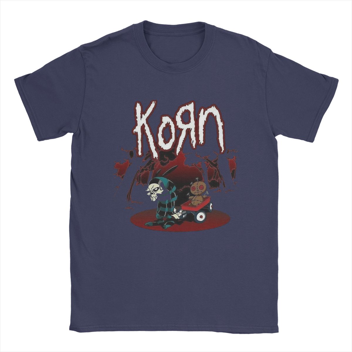 

Korn Band Rock T-Shirts Men Casual 100% Cotton Tees O Neck Short Sleeve T Shirts Summer Clothing M темно-синього кольору