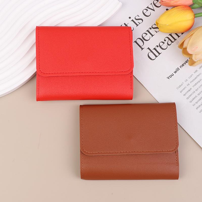 Multi-Card Slot Solid Color Leather Card Case Bank Card Credit Card Id Bus Card Holder Wallet For Women Travel Card Organizer
