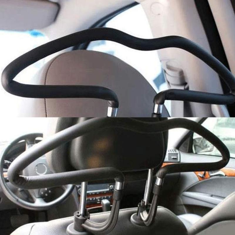 Double Clamp Auto Seat Clothes Organizers Nonslip Silicone Base Foldable Stainless Steel Rod 8kg Capacity For Office Wear Casual Outfits