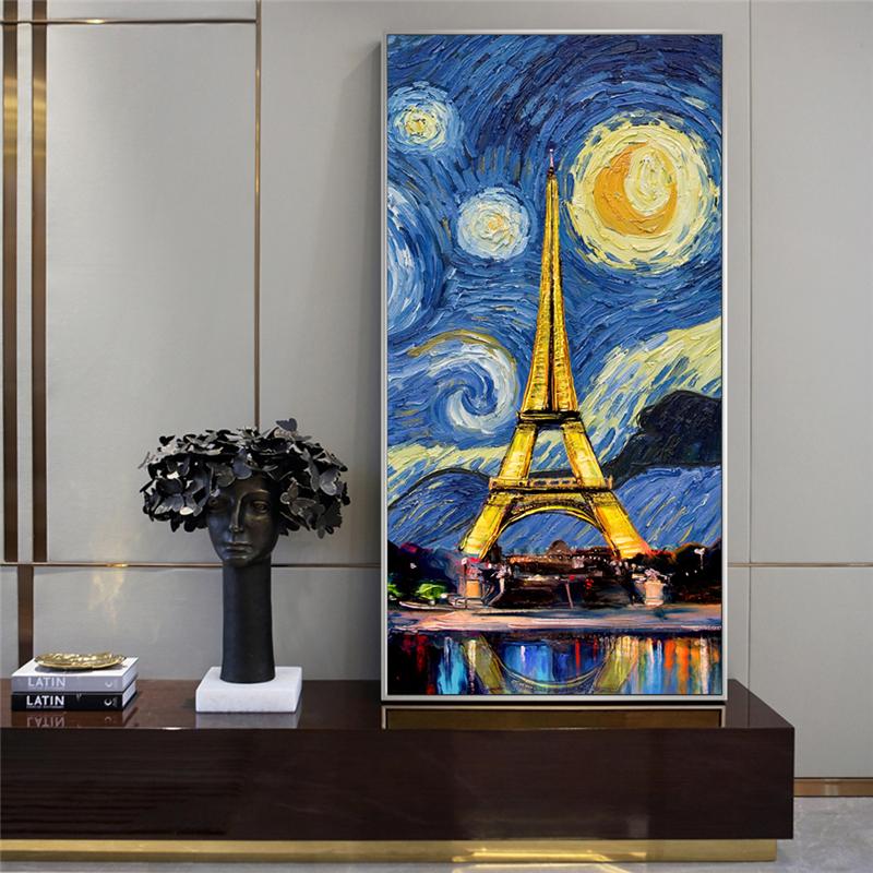

Парижская башня Поп-арт Холст Prints Starry Night Canvas Картины на стене Плакаты и принты для гостиной Cuadros Декор