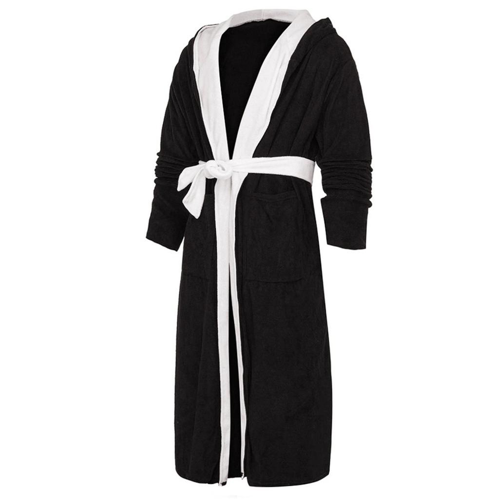 Men's Winter Plush Lengthened Shawl Bathrobe Home Clothes Long Sleeved Robe Coat