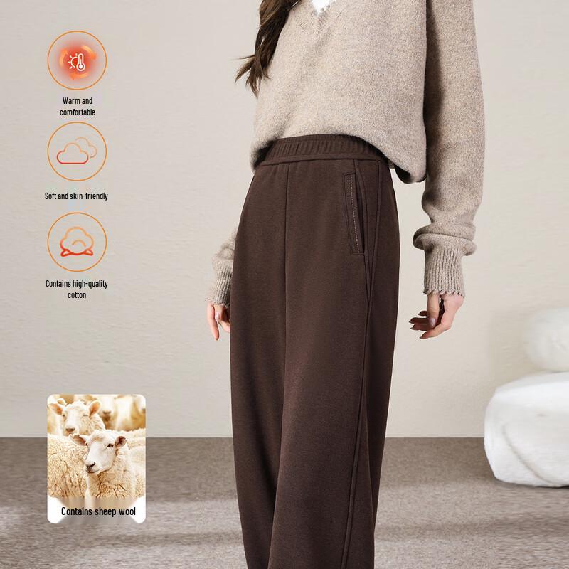 

HSTYLE Women s Acetate Wool Lined Wide-Leg Pants M