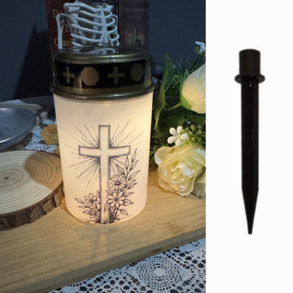 Solar Sensor Flameless Ceremony Grave Lantern Waterproof Candle Memorial Light Memorial Gift