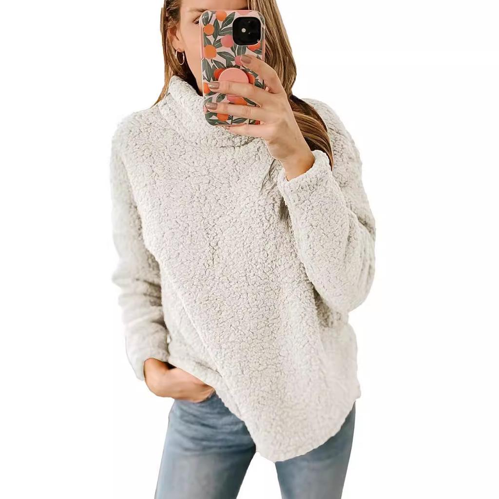2025 autumn and winter European and American women's clothing cross-border new wool turtleneck solid color sweater plush top women