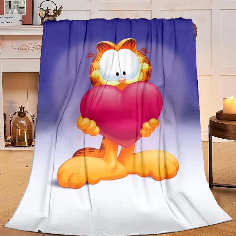 1PC Garfi cat Valentine Heart Flannel Blanket Gift, Suitable for Both Men And Women, Soft Ideal for Beds And Sofa, Birthday Or Christmas Gift