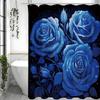 Blue Rose Shower Curtain, Bathroom Decorative Shower Curtain, Waterproof Shower Curtain with Hooks