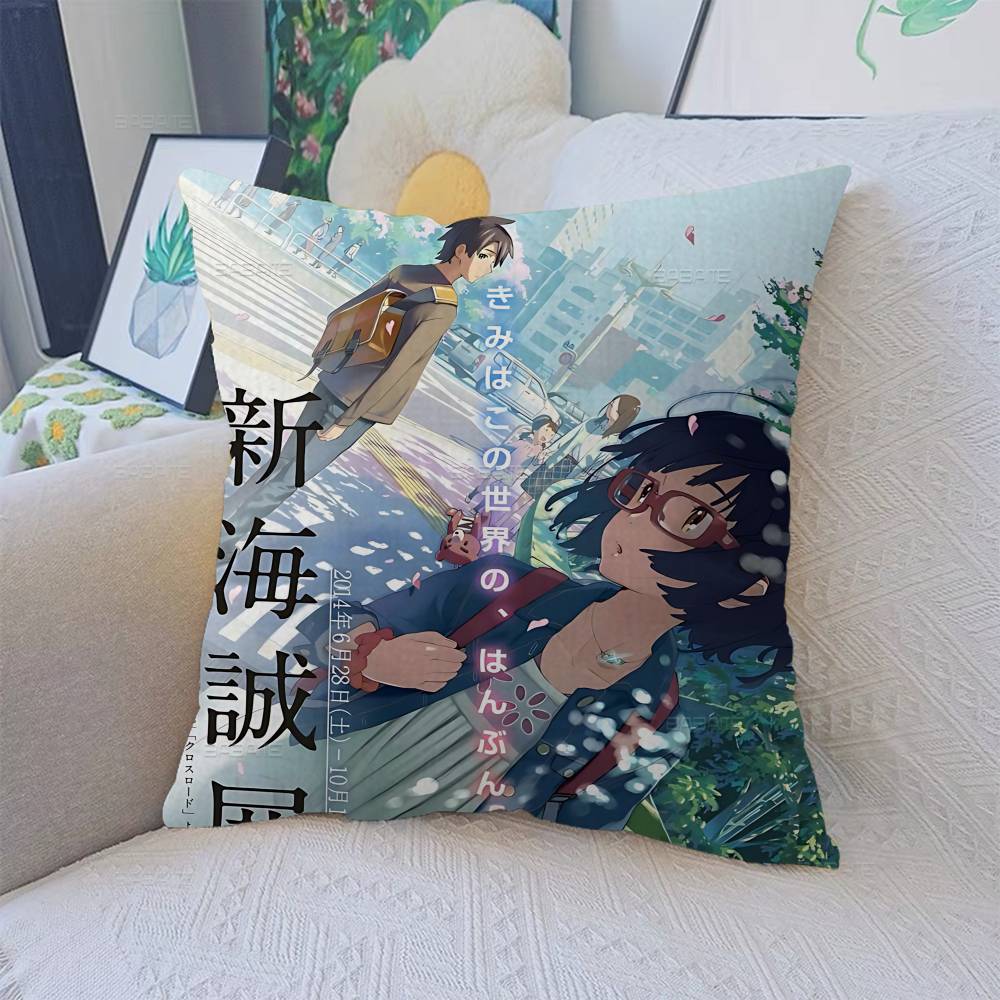 Makoto Shinkai Anime Pillow Gift Home Office Decoration Bedroom Sofa Car Cushion Cover Case 45X45