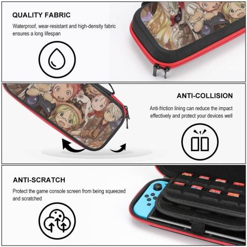Made In Abyss Switch Case, Switch Protective Cover with Storage Bag, Hard Case for Switch, Dustproof, Dirt-Resistant, Waterproof, Shockproof, Holds 20