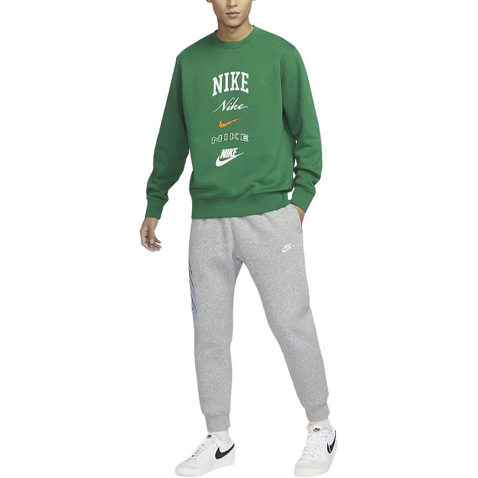Nike Club Fleece Crew Neck Sweatshirt With Lettering Men Tops Green FN2611-365