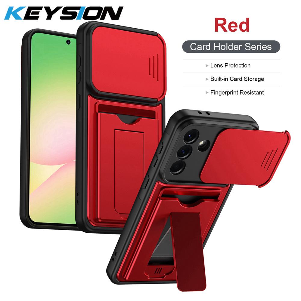 KEYSION Porte-cartes Sac Étui pour Téléphone pour Samsung Galaxy A57 5G A37 A27 A17 5G Protection Coulissante pour Appareil Photo Support Coque antichoc