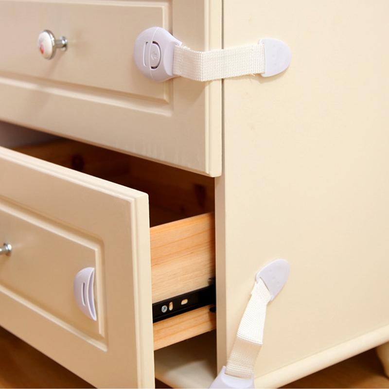 4pcs Children Safety Lock Extension Drawer Cabinet Lock Safety Lock Plastic Child Protection Lock