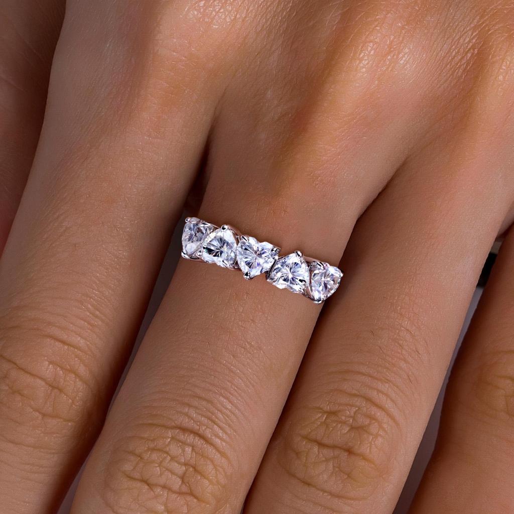 925 Sterling Silver Moissanite Diamond Heart Ring for Women, Stylish Stackable Valentine's Day Gift