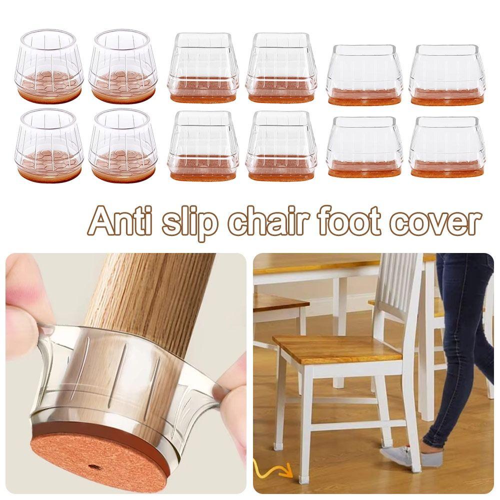 4pcs Noise Prevention Chair Leg Protector Thicked Scratch-proof Leg Cover Silicone  Furniture Pads