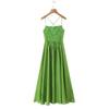 Französischer Retro-Stil für den Strandurlaub, rückenfrei mit Trägern, tailliert, temperamentvolles Latzkleid, langes Kleid
