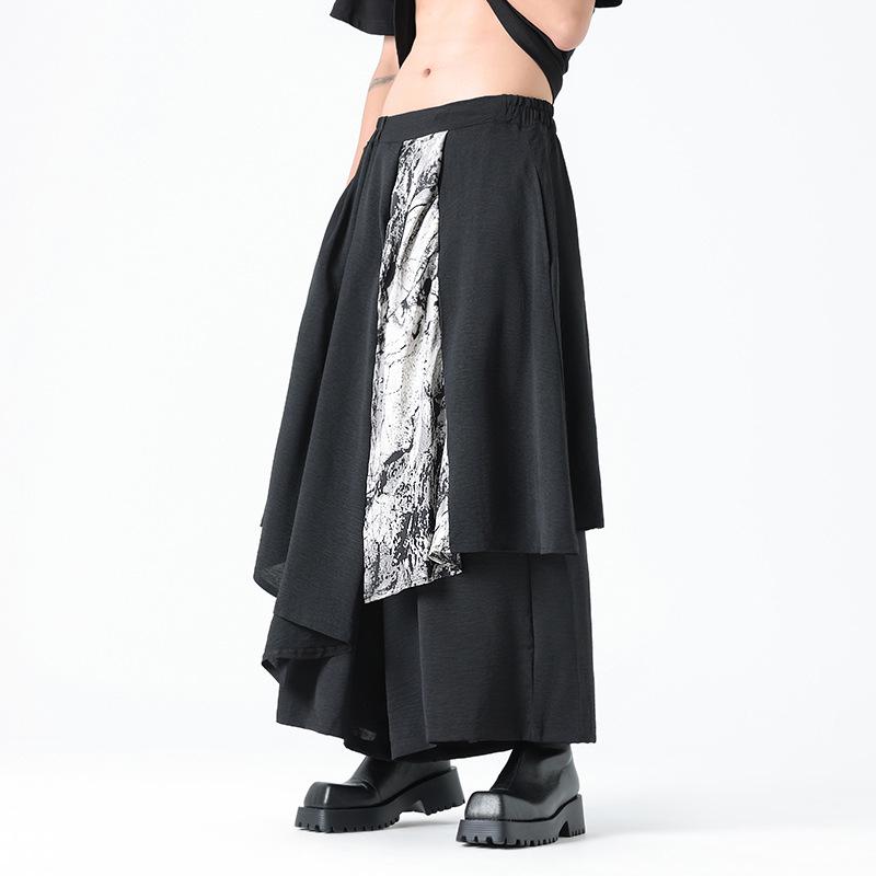2024 Summer Retro Plus Size Irregular Men s Chinese-Style Skirt Pants XXL