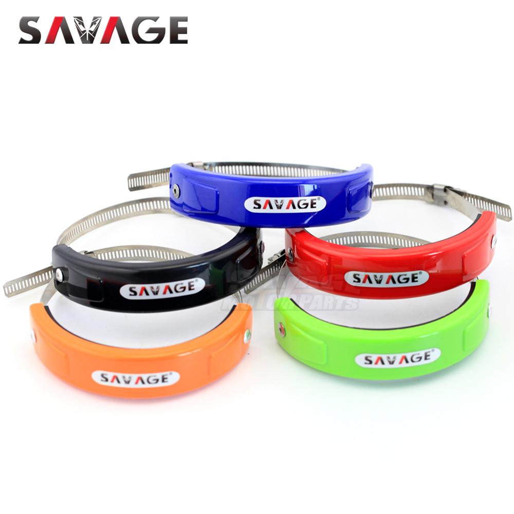 Universal Motorcycle Exhaust Protection Cover Heat Shield 100mm-140mm 5 Colors Adjustable Protector Pipe Fixing Rings