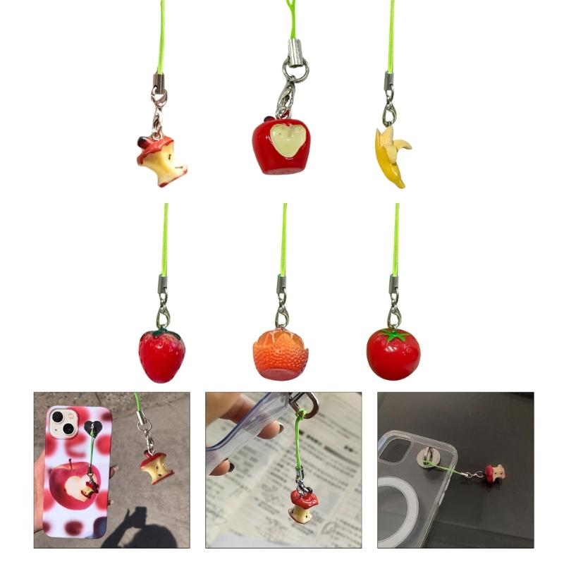 Multi Color Phone Lanyard Fruit Shapes Pendant Wrist Strap Detachable Phone Chains Keyring Portable Accessory for Women