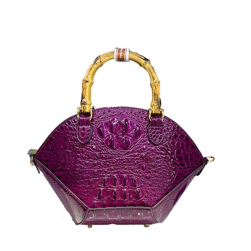 Spring Crocodile Pattern Women's Bag Bamboo Knot Handbag Niche Design Shell Single Shoulder Crossbody for Women