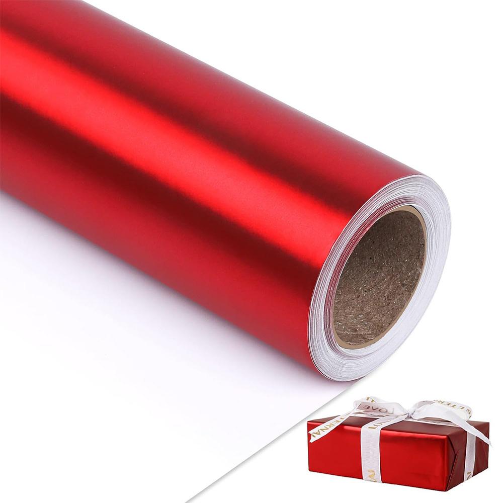 Matte Metallic Red Wrapping Paper (1pc, 43cm), Solid Color Gift Wrap for Parties & DIY Flower Bouquets
