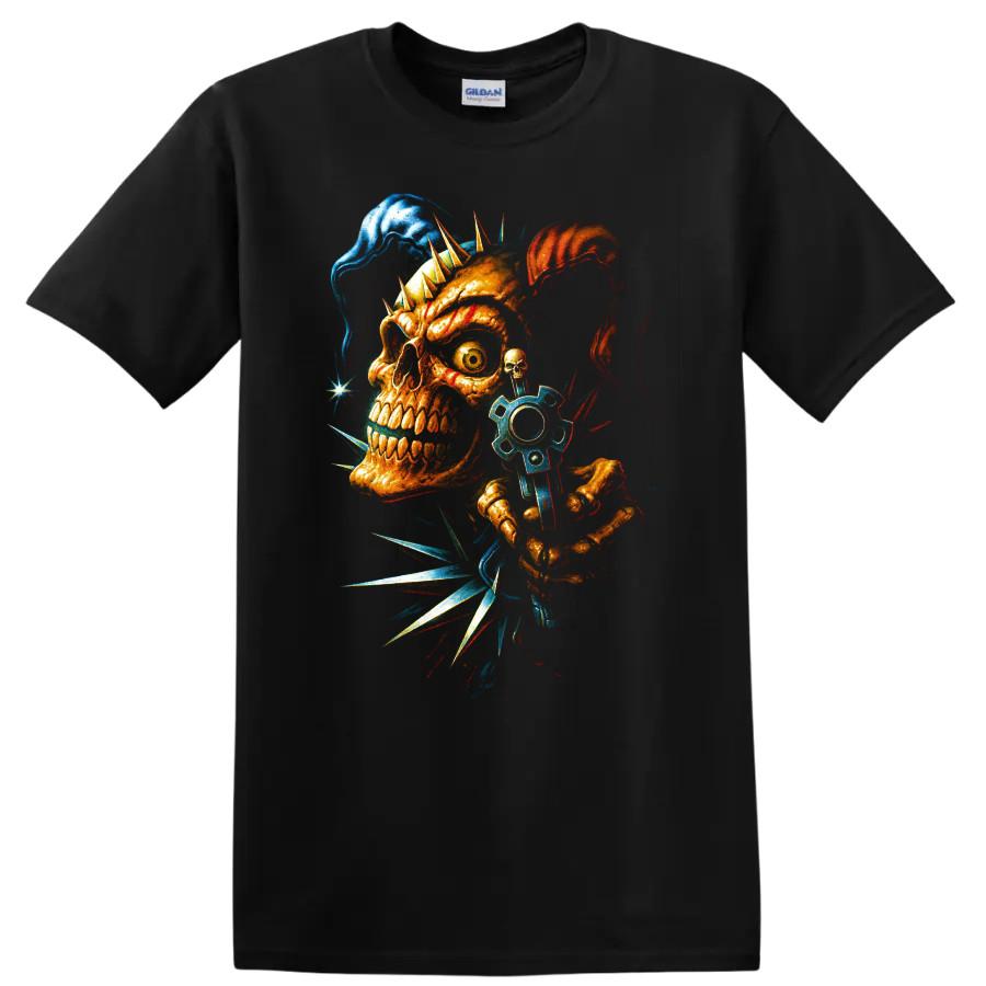 Skull T Shirt Punk Rock w/ Spikes Gear Skeleton Gothic Horror Graphic Art Tee