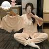 Women's Summer Tencel Cotton Pajama Set: Short Sleeve, Shorts, Long Pants, 3-Piece Cozy and Sexy Homewear.