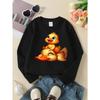 Girls' Soft Crewneck Sweatshirt with Cute Duckling on Mother Duck Print And Creative Print, Casual All-Match for Fall Winter, Ideal Holiday Present