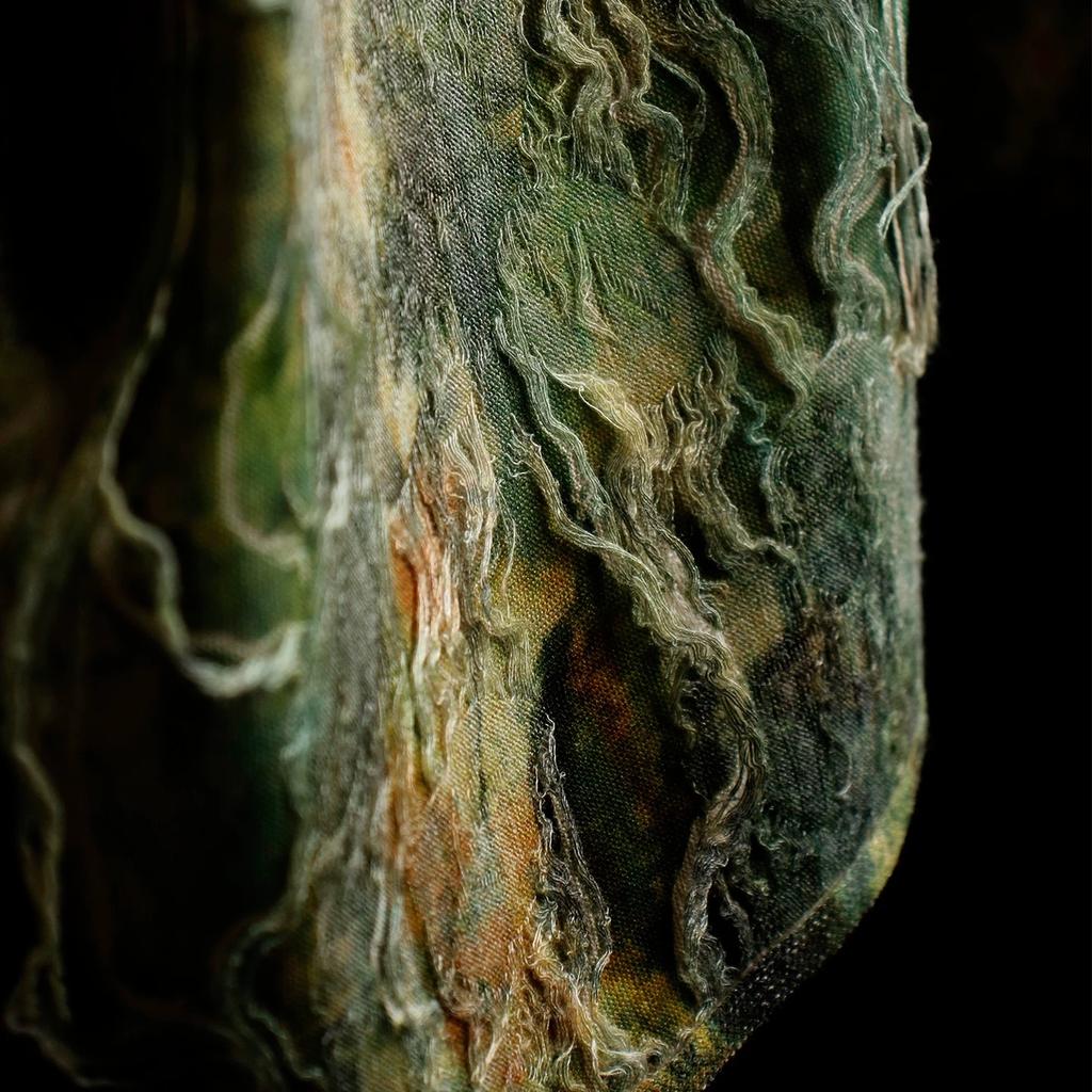 Tattered Flowers Vintage Green Tie-dye Knitted Jacquard Fabric Creative Handmade DIY Dress Clothing Designer Fabric