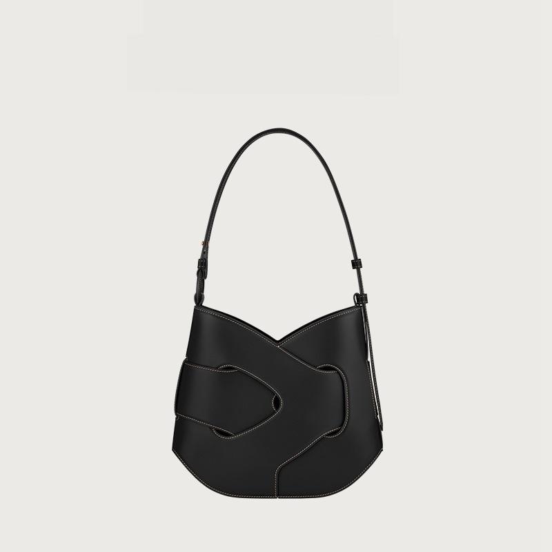 

Advanced Leather Women s Bag, New Smooth Woven Twisted Bag, Underarm Bag чёрный