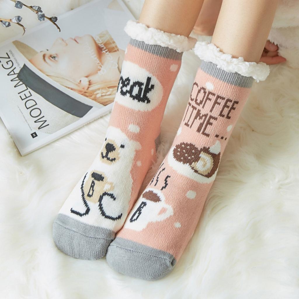 Christmas Series Socks Women Winter Lamb Wool Sleeping Socks Children Cute Home Fleece Floor Socks Christmas Gifts