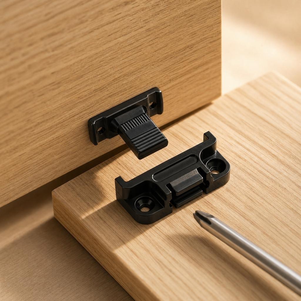 Verstellbares Schrank-Verriegelungsclip-Set für Schrankpaneele Möbelverbinder Befestigungselement für modulare Schränke und Regale mit sicherem Schnappverschluss